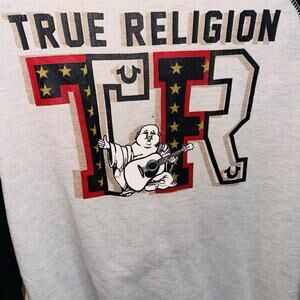 True Religion Buddha Star Full Zip Hoodie Sweatshirt Men's Large Gray & Black